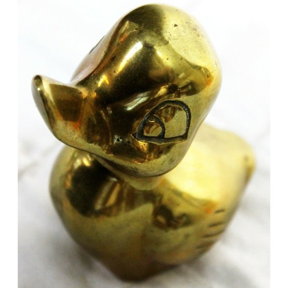 VTG 70s or 80s Solid Brass Duck Duckling Paperweight Figure Decor Small - Picture 8 of 10